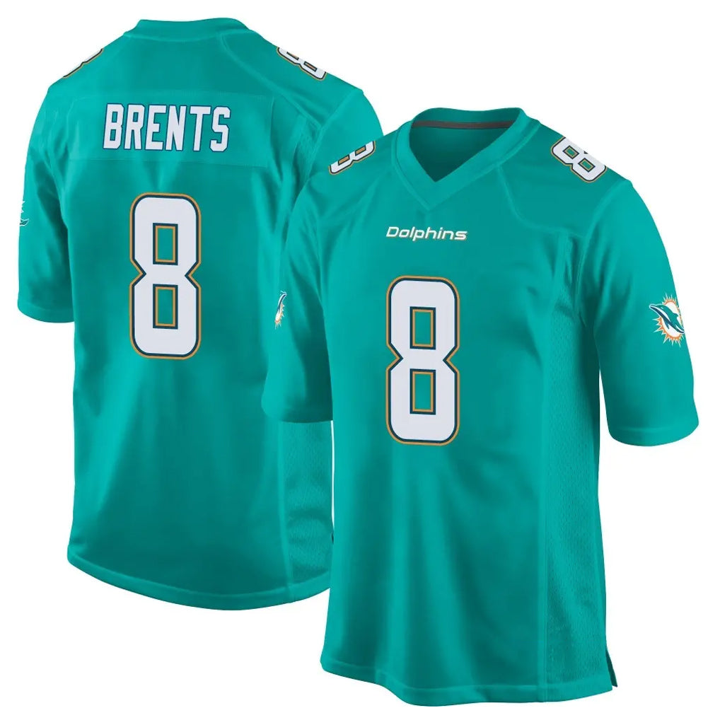 BIPIHUC M.Dolphins #8 JuJu Brents Player Aqua Team Color Home Game Stitched Jerseys
