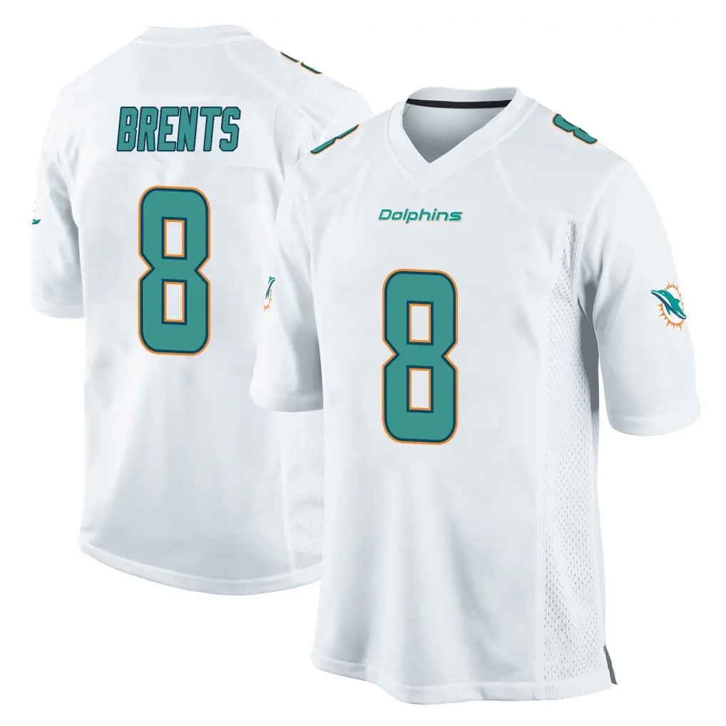 BIPIHUC M.Dolphins #8 JuJu Brents Player White Home Game Stitched Jerseys