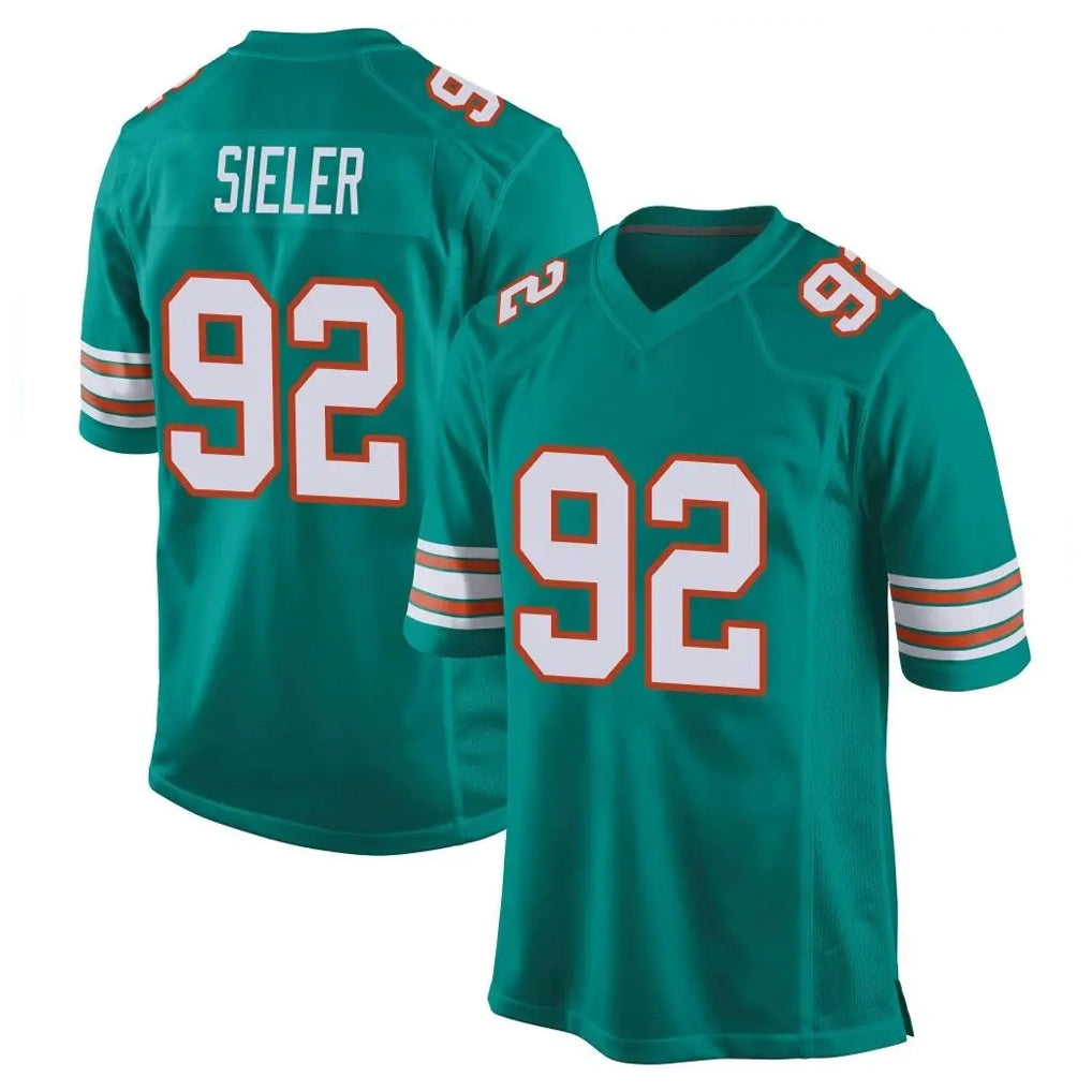 BIPIHUC M.Dolphins #92 Zach Sieler Player Aqua Alternate Home Game Stitched Jerseys