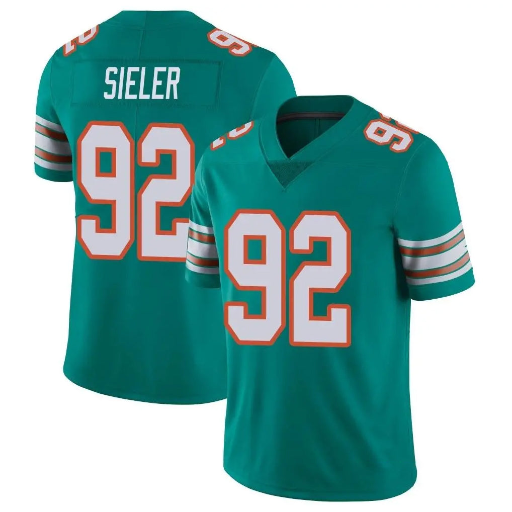 BIPIHUC M.Dolphins #92 Zach Sieler Player Aqua Limited Alternate Vapor Untouchable Home Game Stitched Jerseys