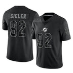 BIPIHUC M.Dolphins #92 Zach Sieler Player Black Reflective Limited Game Stitched Jerseys