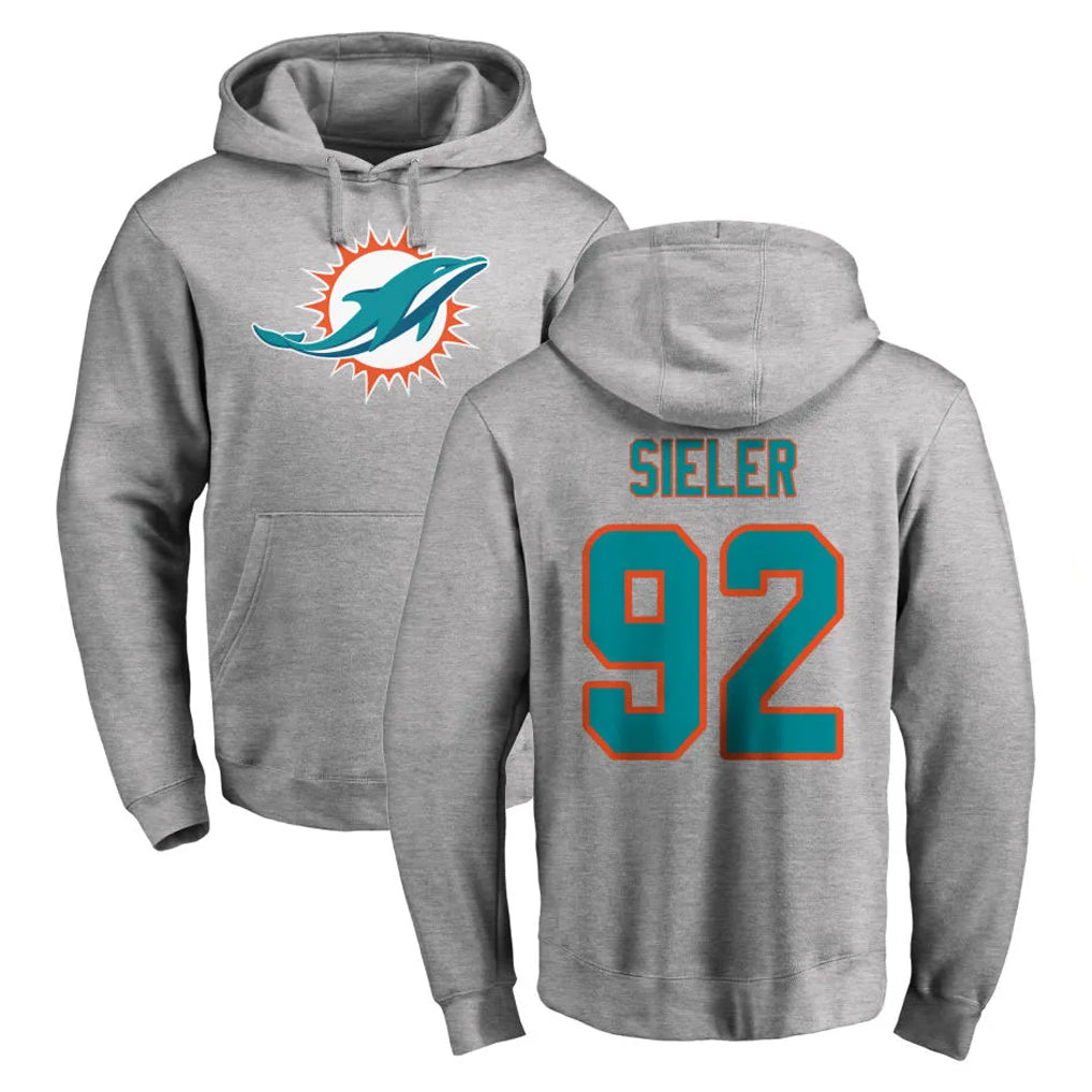 BIPIHUC M.Dolphins #92 Zach Sieler Player Gray LOGO Pullover Hoodies Limited Stitched Jerseys