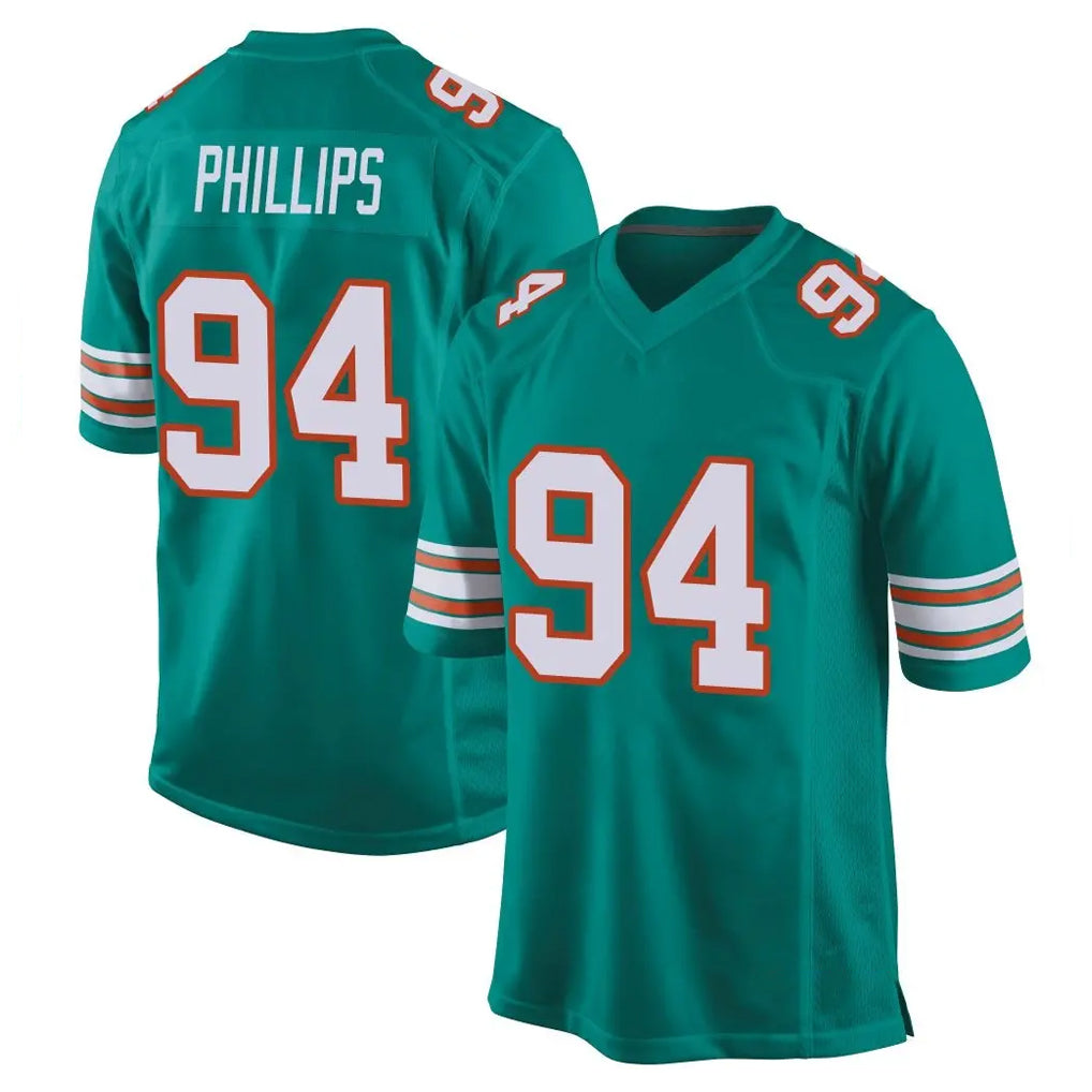 BIPIHUC M.Dolphins #94 Jordan Phillips Player Aqua Alternate Home Game Stitched Jerseys