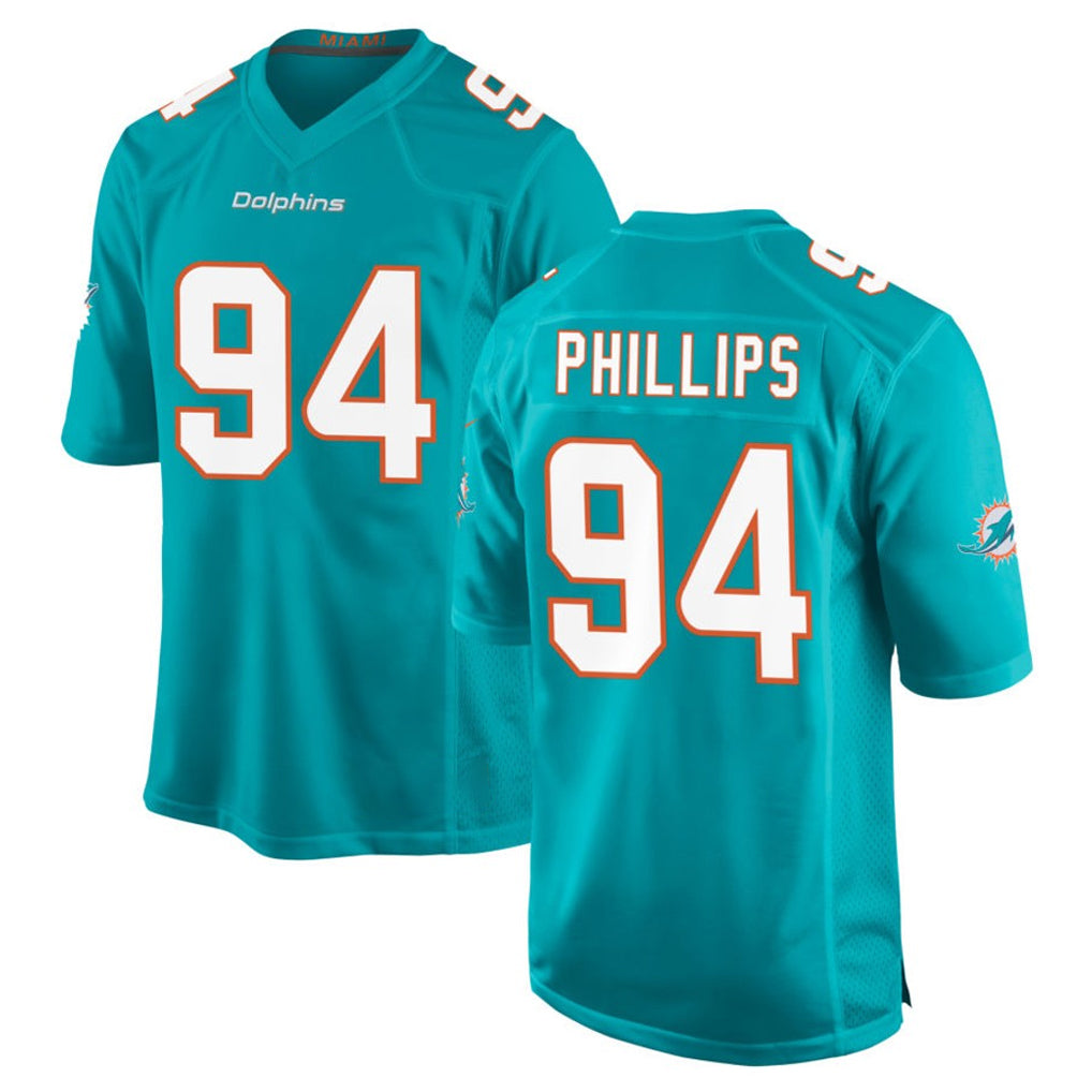 BIPIHUC M.Dolphins #94 Jordan Phillips Player Aqua Home Game Stitched Jerseys