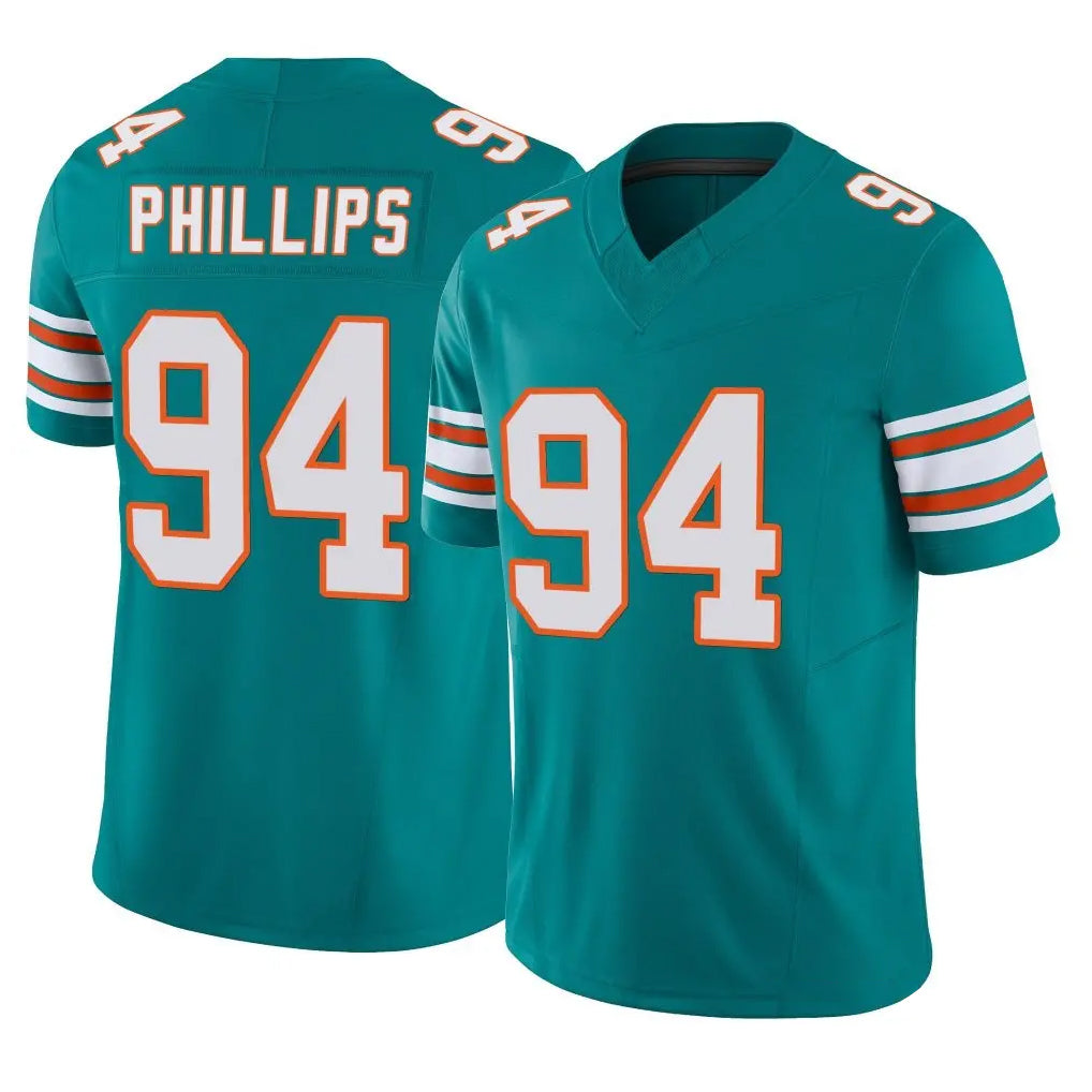 BIPIHUC M.Dolphins #94 Jordan Phillips Player Aqua Limited Alternate Vapor F.U.S.E. Home Game Stitched Jerseys
