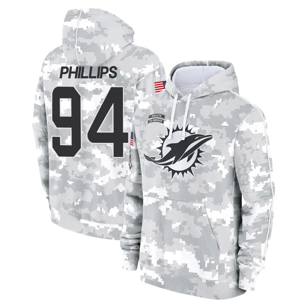 BIPIHUC M.Dolphins #94 Jordan Phillips Player Arctic Camo Salute to Service Hoodies Limited Game Stitched Jerseys