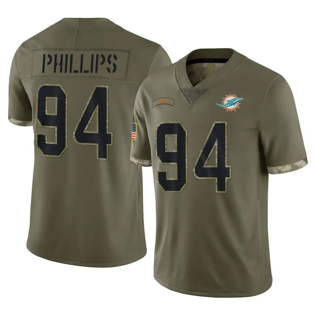 BIPIHUC M.Dolphins #94 Jordan Phillips Player Olive Salute To Service Limited Stitched Jerseys