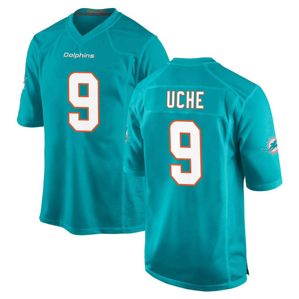 BIPIHUC M.Dolphins #9 Joshua Uche Player Aqua Home Game Stitched Jerseys