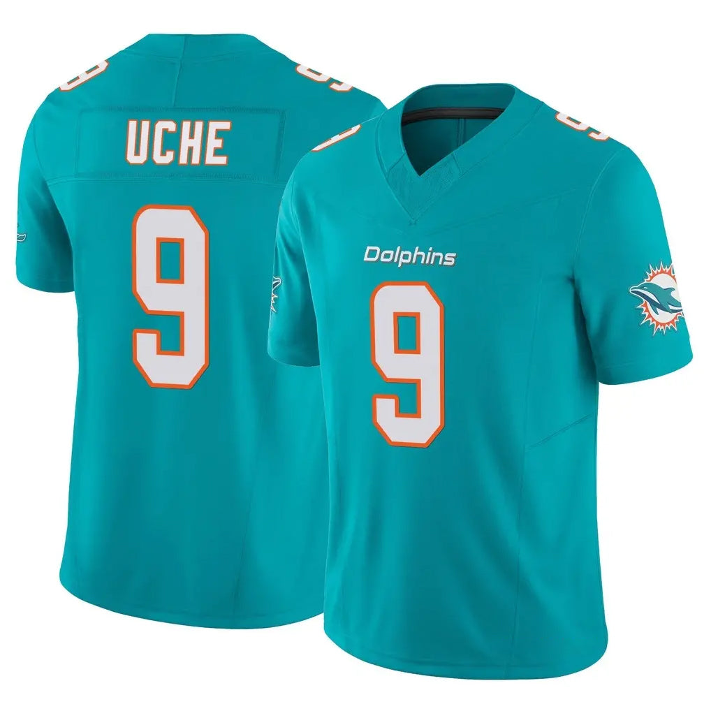 BIPIHUC M.Dolphins #9 Joshua Uche Player Aqua Limited Vapor F.U.S.E. Home Game Stitched Jerseys