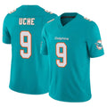 BIPIHUC M.Dolphins #9 Joshua Uche Player Aqua Limited Vapor F.U.S.E. Home Game Stitched Jerseys