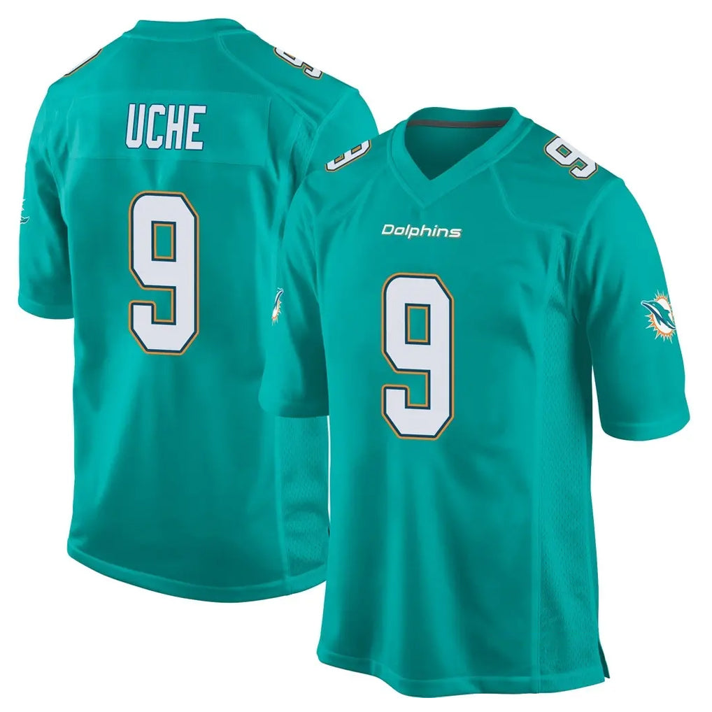 BIPIHUC M.Dolphins #9 Joshua Uche Player Aqua Team Color Home Game Stitched Jerseys