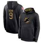 BIPIHUC M.Dolphins #9 Joshua Uche Player Black Salute to Service Hoodies Limited Game Stitched Jerseys