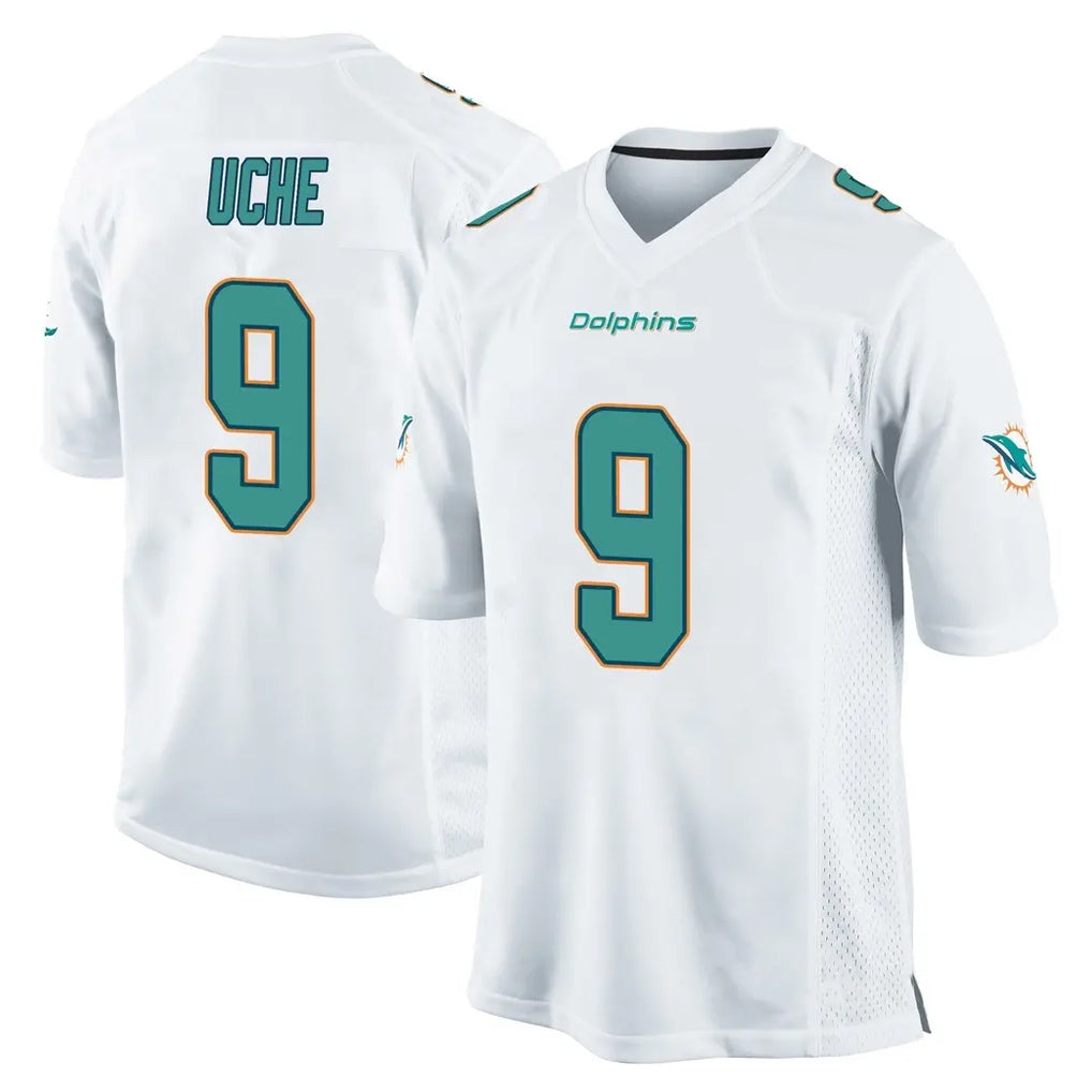 BIPIHUC M.Dolphins #9 Joshua Uche Player White Home Game Stitched Jerseys
