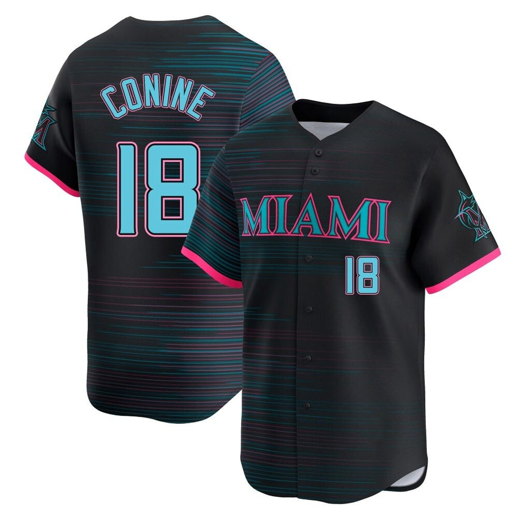 BIPIHUC M.Marlins #18 Griffin Conine Player Black City Connect Home Limited Stitched Jerseys