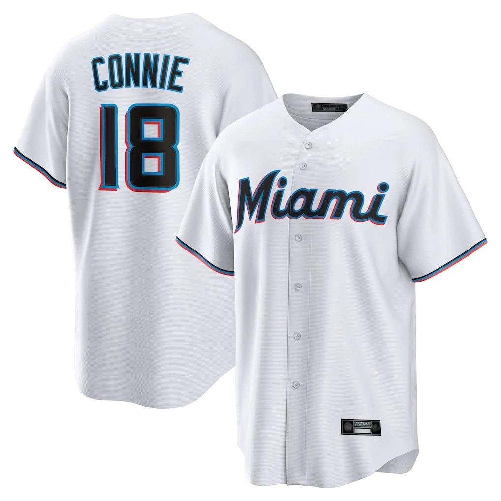 BIPIHUC M.Marlins #18 Griffin Conine Player White Home Game Stitched Jerseys