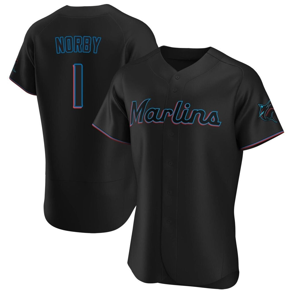 BIPIHUC M.Marlins #1 Connor Norby Player Black Home Limited Elite Stitched Jerseys
