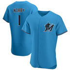 BIPIHUC M.Marlins #1 Connor Norby Player Blue Home Limited Elite Stitched Jerseys