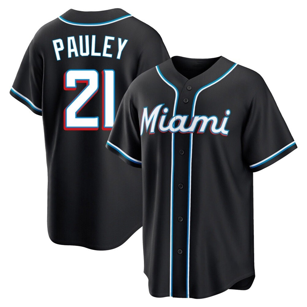 BIPIHUC M.Marlins #21 Graham Pauley Player Black Fashion Out Home Game Stitched Jerseys