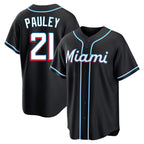 BIPIHUC M.Marlins #21 Graham Pauley Player Black Fashion Out Home Game Stitched Jerseys