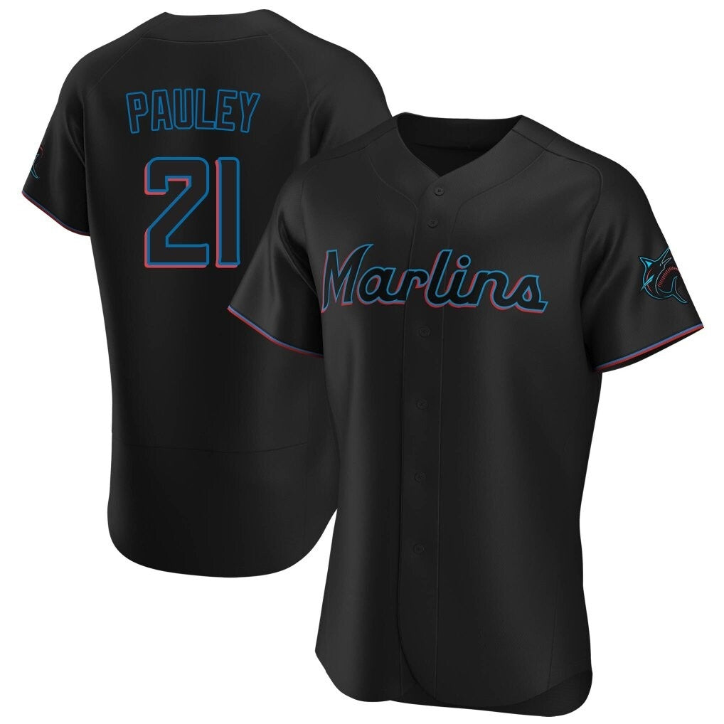 BIPIHUC M.Marlins #21 Graham Pauley Player Black Home Limited Elite Stitched Jerseys