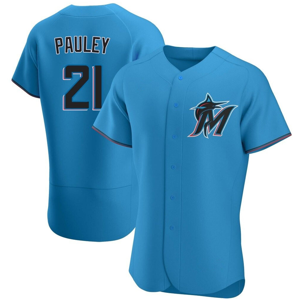 BIPIHUC M.Marlins #21 Graham Pauley Player Blue Home Limited Elite Stitched Jerseys
