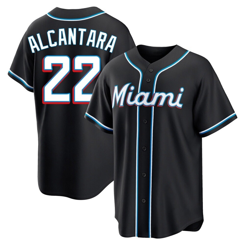 BIPIHUC M.Marlins #22 Sandy Alcantara Player Black Fashion Out Home Game Stitched Jerseys