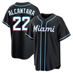BIPIHUC M.Marlins #22 Sandy Alcantara Player Black Fashion Out Home Game Stitched Jerseys