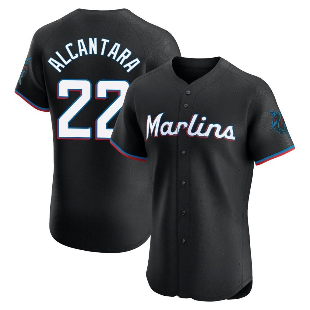 BIPIHUC M.Marlins #22 Sandy Alcantara Player Black Vapor Home Limited Elite Stitched Jerseys