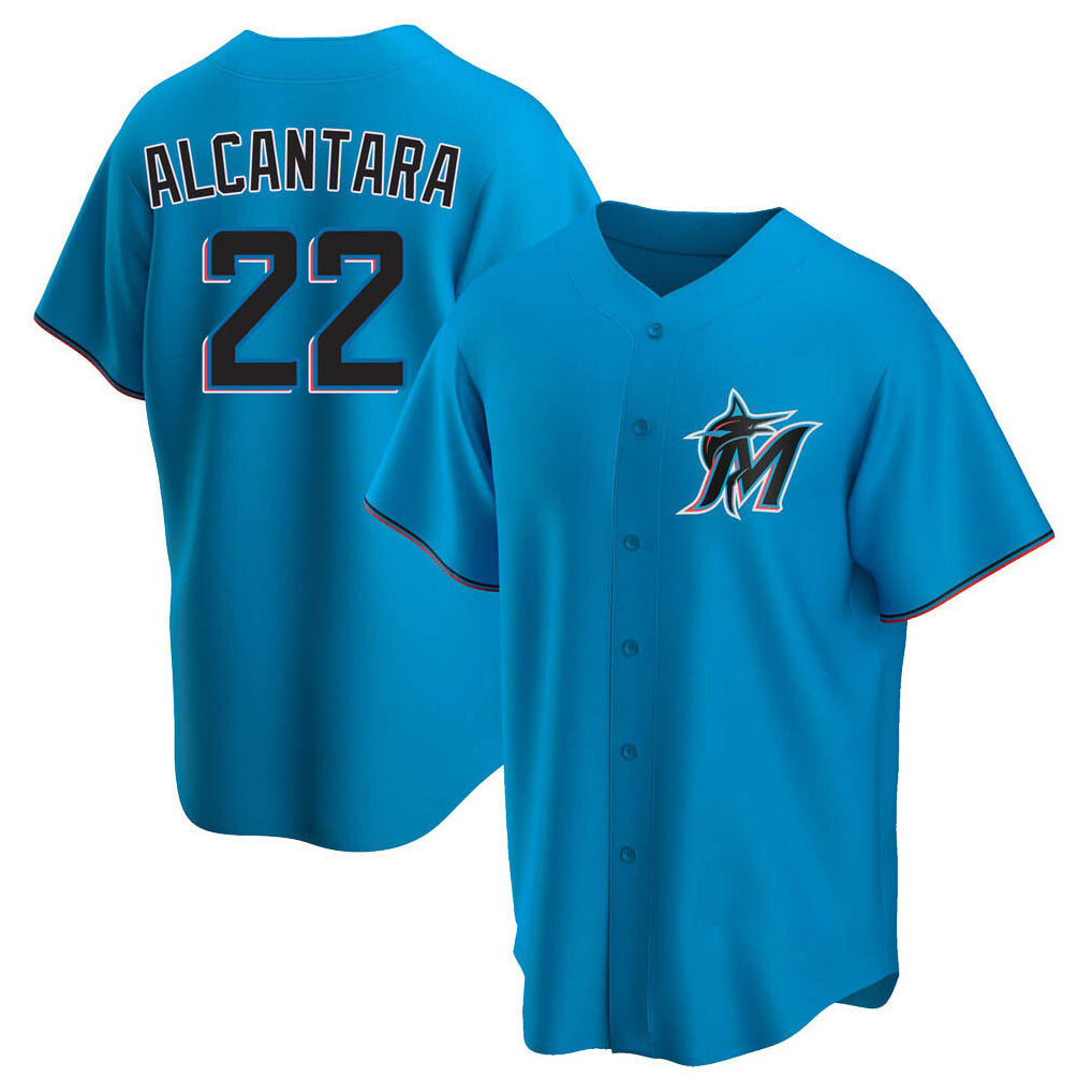 BIPIHUC M.Marlins #22 Sandy Alcantara Player Blue Home Game Stitched Jerseys
