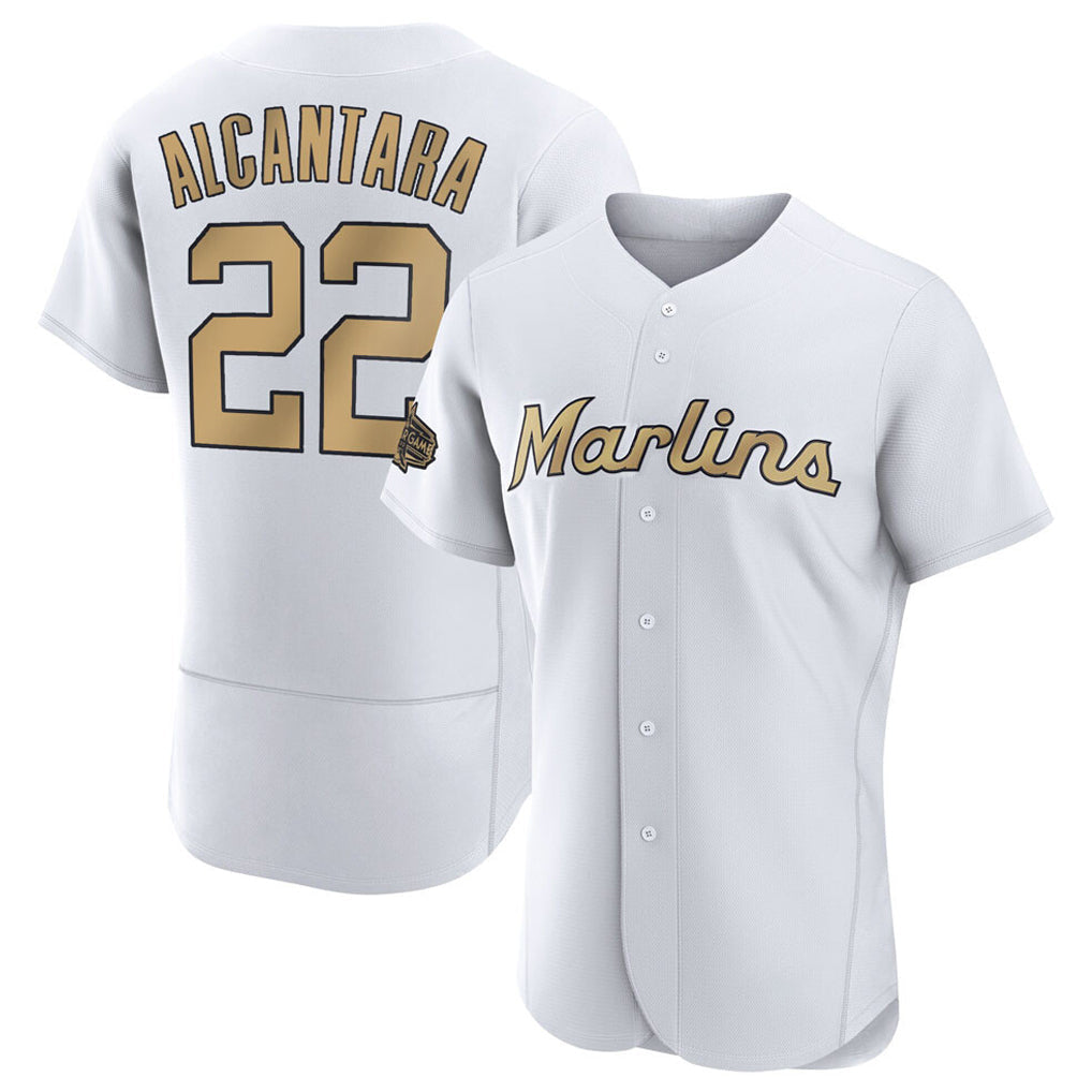 BIPIHUC M.Marlins #22 Sandy Alcantara Player Gold  Home Limited Elite Stitched Jerseys