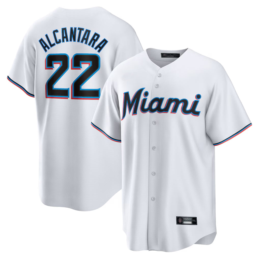 BIPIHUC M.Marlins #22 Sandy Alcantara Player White Home Game Stitched Jerseys