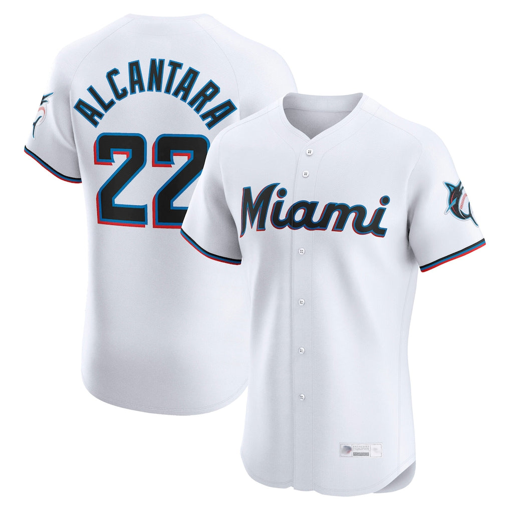 BIPIHUC M.Marlins #22 Sandy Alcantara Player White  Home Limited Elite Stitched Jerseys
