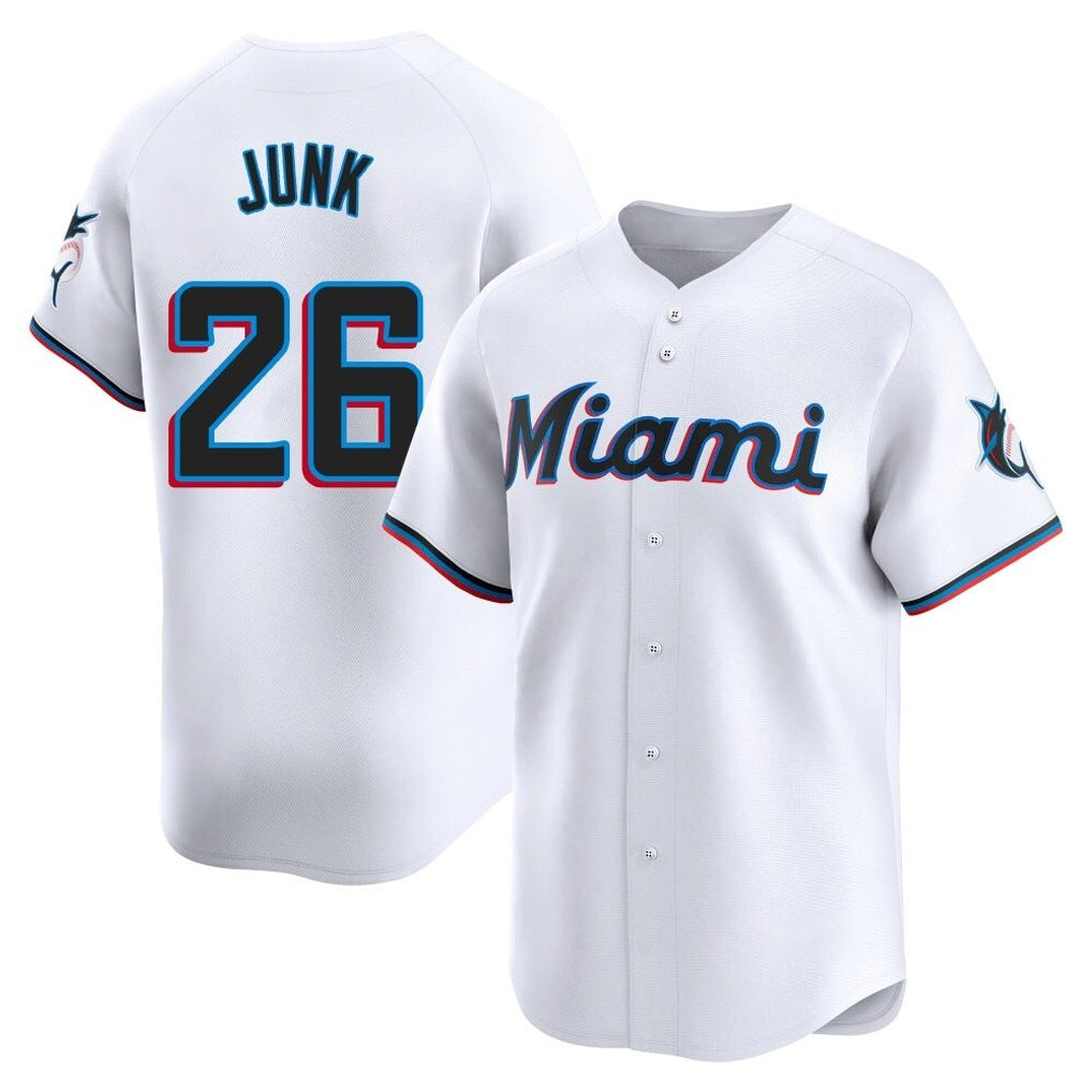 BIPIHUC M.Marlins #26 Janson Junk Player White Home Limited Stitched Jerseys