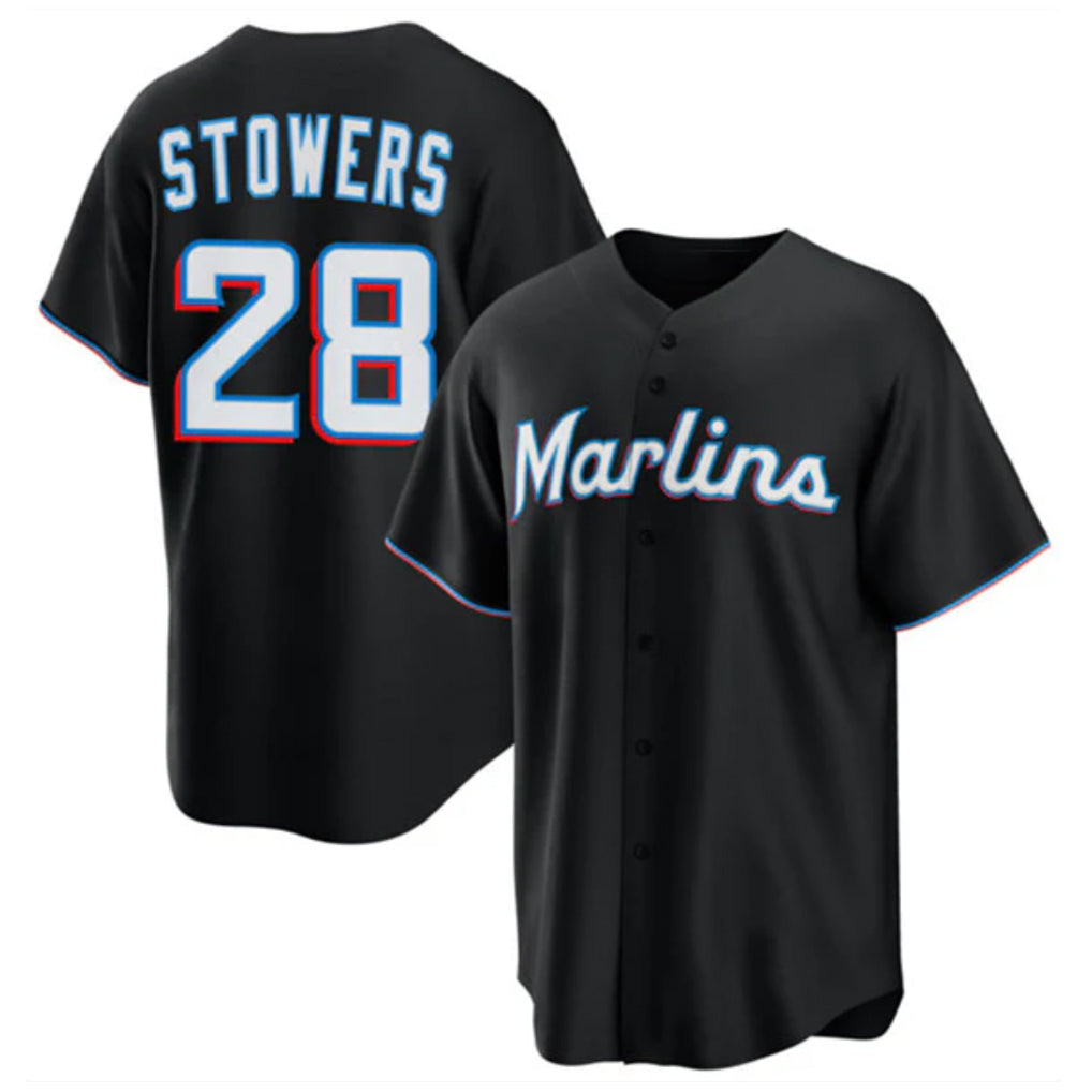 BIPIHUC M.Marlins #28 Kyle Stowers Player Black  Home Game Stitched Jerseys