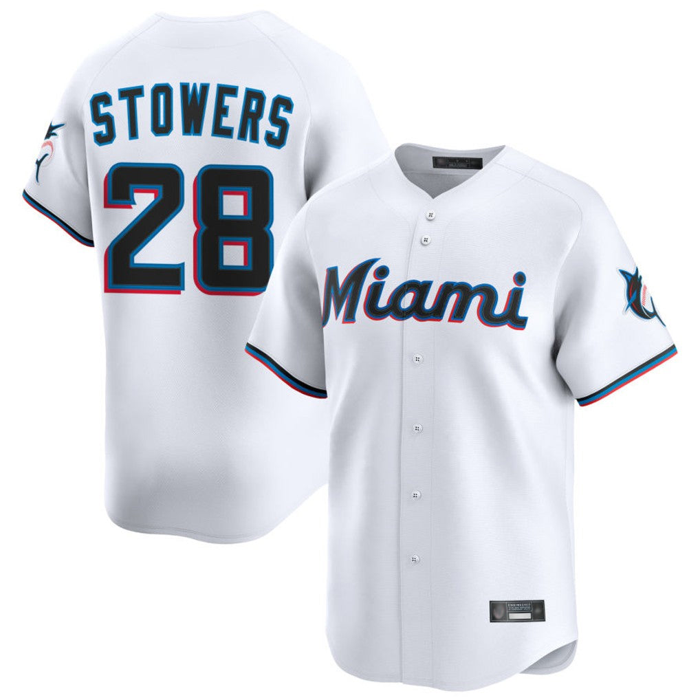 BIPIHUC M.Marlins #28 Kyle Stowers Player White  Home Limited Stitched Jerseys