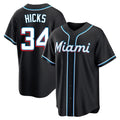 BIPIHUC M.Marlins #34 Liam Hicks Player Black Fashion Out Home Game Stitched Jerseys