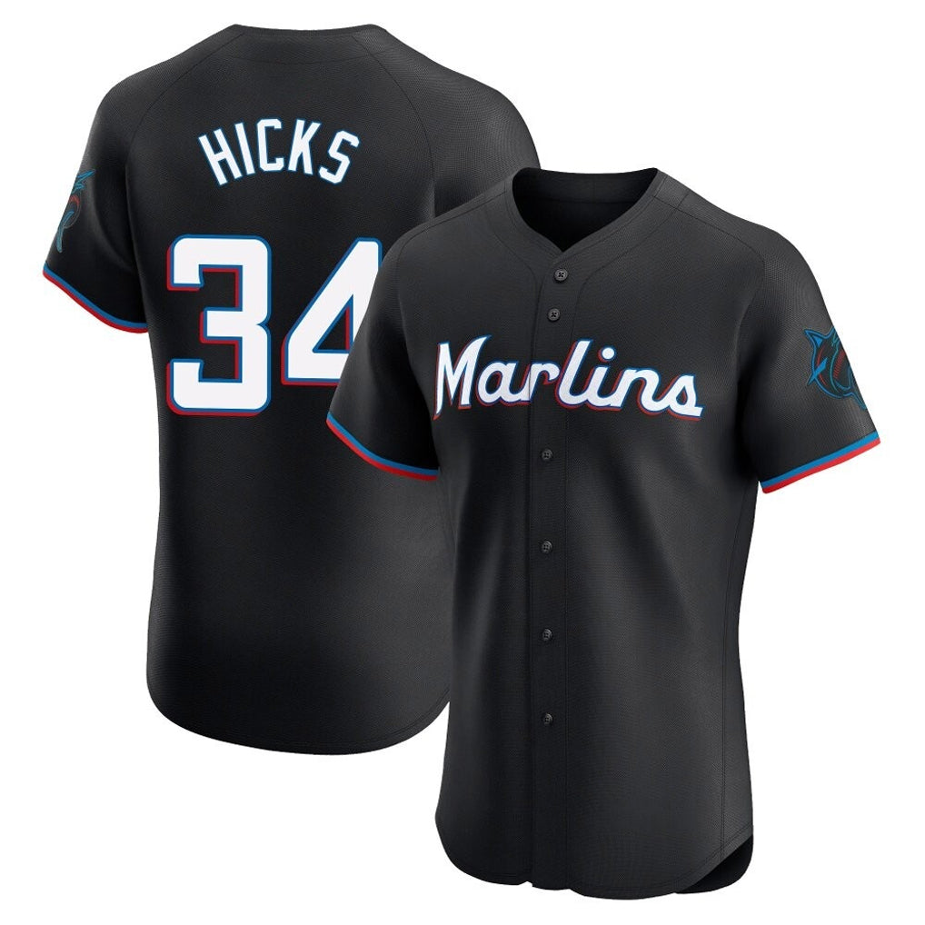 BIPIHUC M.Marlins #34 Liam Hicks Player Black Vapor Home Limited Elite Stitched Jerseys