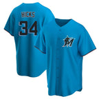 BIPIHUC M.Marlins #34 Liam Hicks Player Blue Home Game Stitched Jerseys