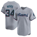 BIPIHUC M.Marlins #34 Liam Hicks Player Gray Home Limited Stitched Jerseys