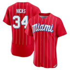 BIPIHUC M.Marlins #34 Liam Hicks Player Red City Connect Home Limited Elite Stitched Jerseys