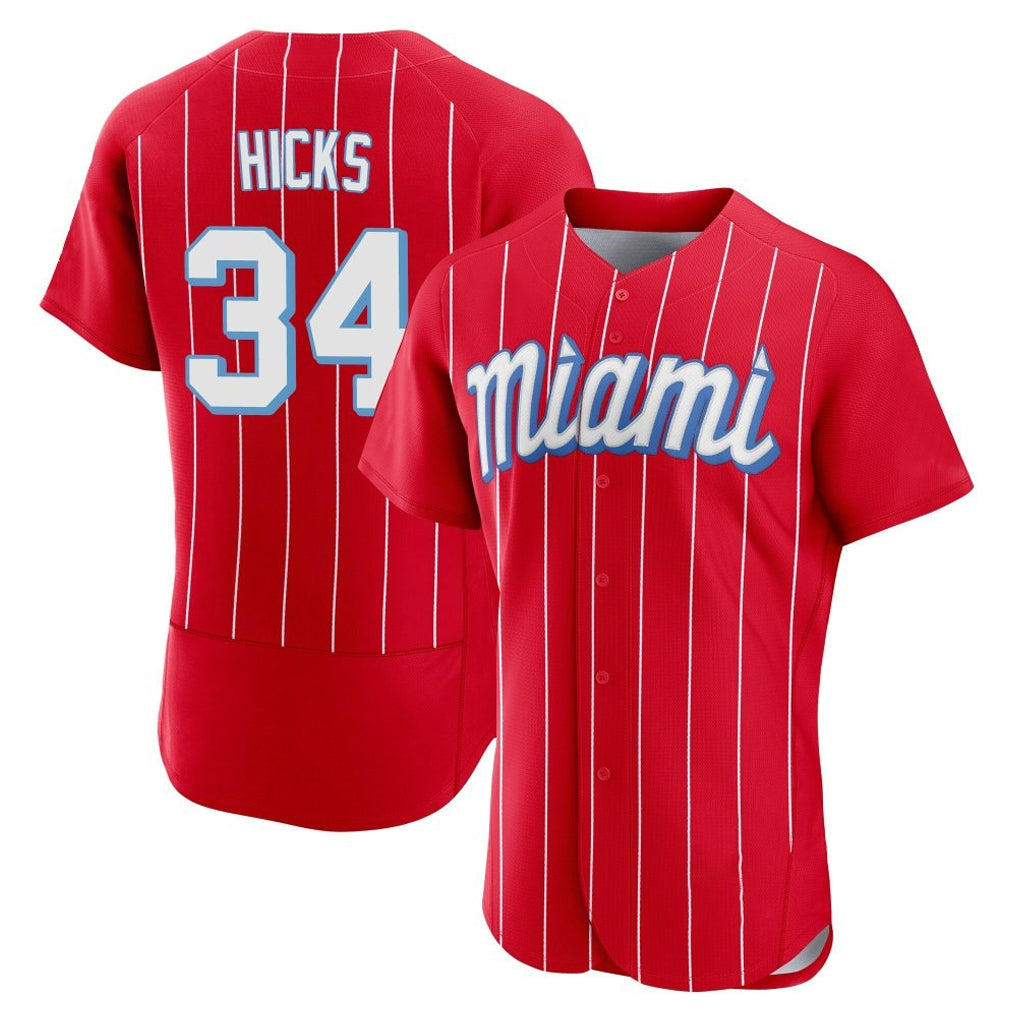 BIPIHUC M.Marlins #34 Liam Hicks Player Red City Connect Home Limited Elite Stitched Jerseys
