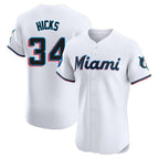 BIPIHUC M.Marlins #34 Liam Hicks Player White  Home Limited Elite Stitched Jerseys