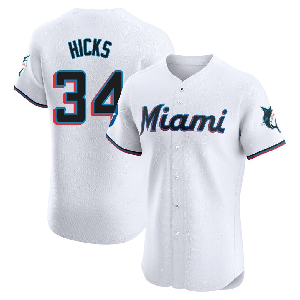 BIPIHUC M.Marlins #34 Liam Hicks Player White  Home Limited Elite Stitched Jerseys