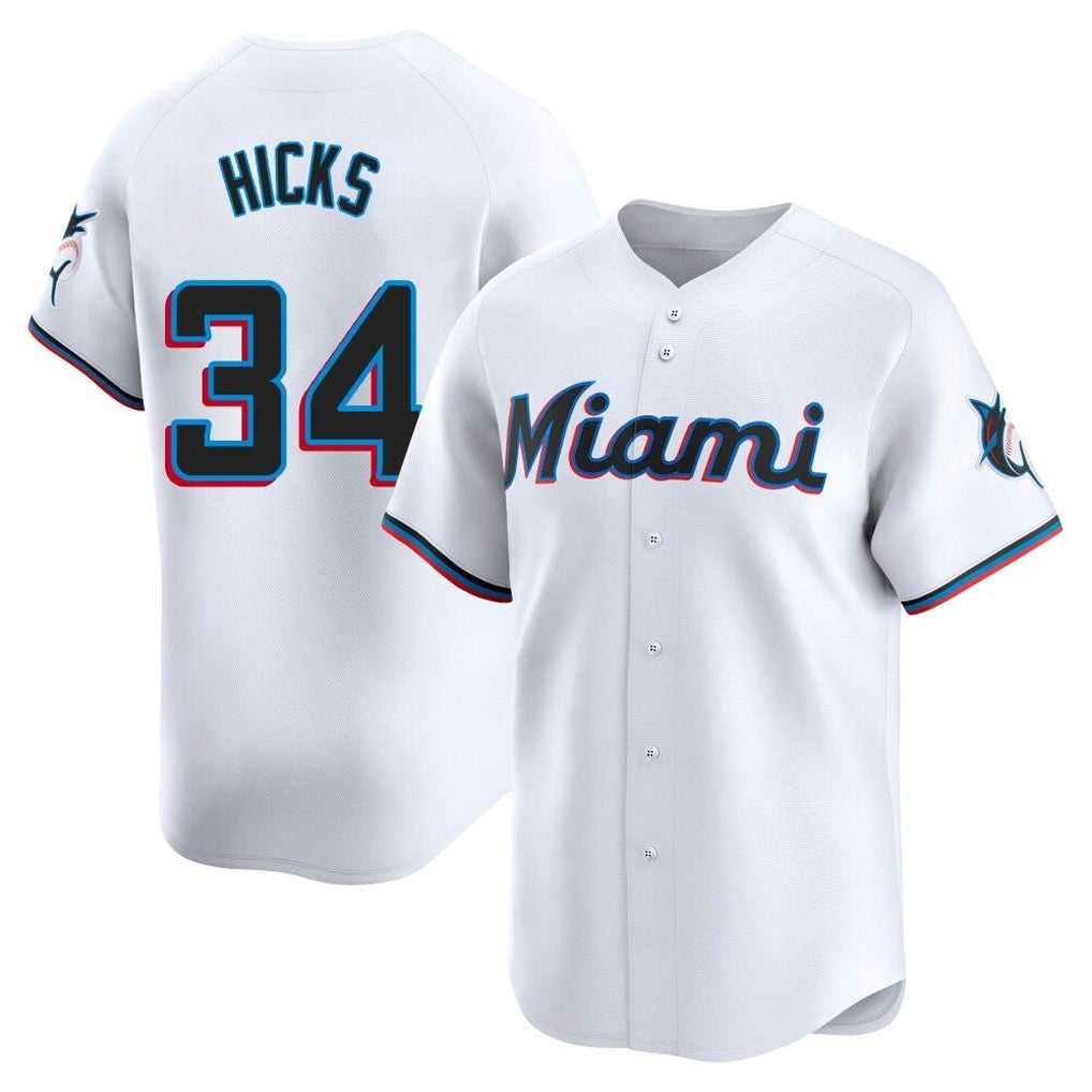 BIPIHUC M.Marlins #34 Liam Hicks Player White  Home Limited Stitched Jerseys