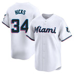 BIPIHUC M.Marlins #34 Liam Hicks Player White  Home Limited Stitched Jerseys