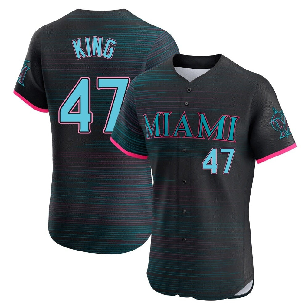 BIPIHUC M.Marlins #47 John King Player Black City Connect Home Limited Elite Stitched Jerseys
