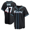 BIPIHUC M.Marlins #47 John King Player Black Fashion Out Home Game Stitched Jerseys