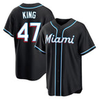 BIPIHUC M.Marlins #47 John King Player Black Fashion Out Home Game Stitched Jerseys