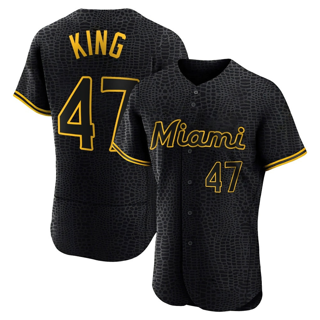 BIPIHUC M.Marlins #47 John King Player Black Snake Skin City Home Limited Elite Stitched Jerseys