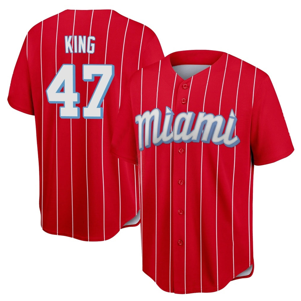 BIPIHUC M.Marlins #47 John King Player Red City Connect Home Game Stitched Jerseys